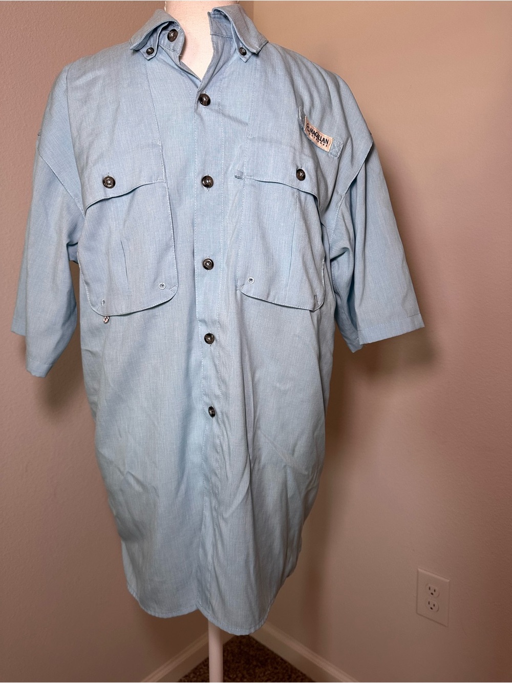 Light Blue Short-Sleeve Magellan Fishing Shirt Jacket